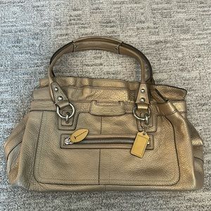 Coach light gold metallic satchel purse
